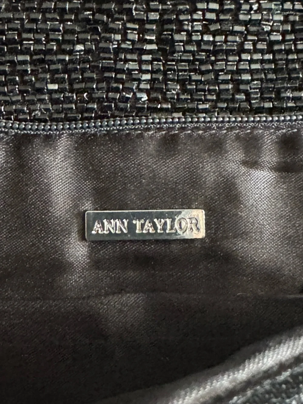 Ann Taylor Beaded Clutch Black Geometric Evening Bag Party Purse